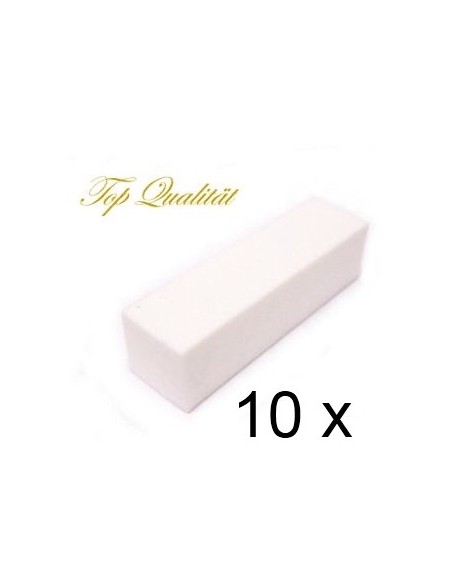 10 BLOCO BUFFERS  100 GRIT  PARA UNHAS BRANCO | Virtualvantagem | VRT.003.00046