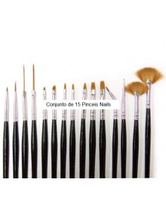 CONJUNTO DE 15 PINCEIS PARA UNHAS | Virtualvantagem | VRT.003.00022