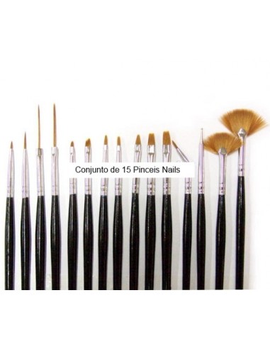 CONJUNTO DE 15 PINCEIS PARA UNHAS | Virtualvantagem | VRT.003.00022