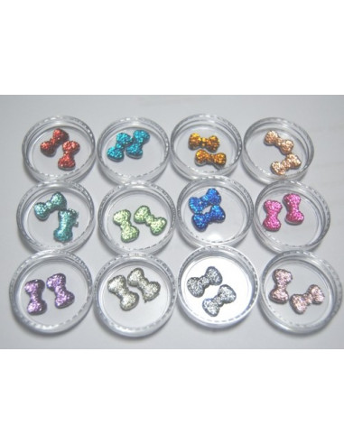 CAIXA COM 24 LAÇOS 3 D GLITTERS PARA  UNHAS  | Virtualvantagem |