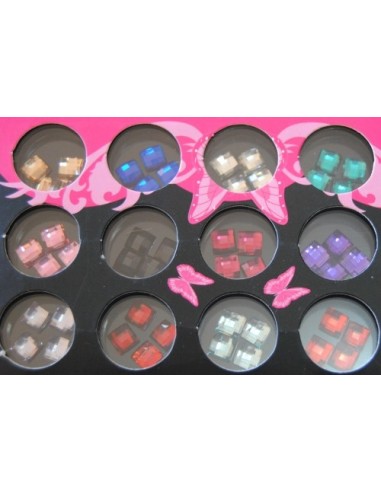 CAIXA 48 CRISTAIS 3D  QUADRADOS 12 CORES | Virtualvantagem |