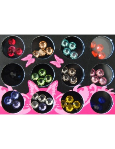 CAIXA 48 CRISTAIS 3 D  REDONDOS  12 CORES | Virtualvantagem |
