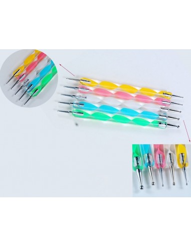 5 x Ponteiros com 10 pontas Diferentes Para Nail Art | Virtualvantagem |