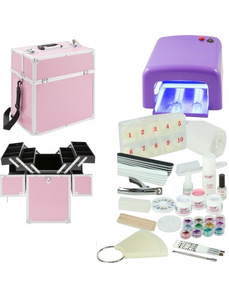 KIT  UNHAS DE GEL LILAS + MALA ROSA | Virtualvantagem |