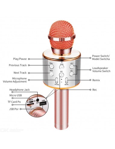 MICROFONE KARAOKE PORTÁTIL BLUETOOTH | Virtualvantagem | VRT.008.00011