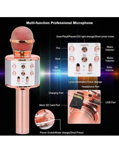 MICROFONE KARAOKE PORTÁTIL BLUETOOTH | Virtualvantagem | VRT.008.00011