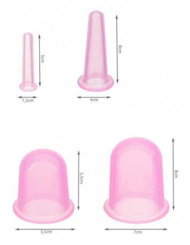 SET 4 COPOS SILICONE VÁCUO + MASSAGEADOR | Virtualvantagem | VRT.002.00130