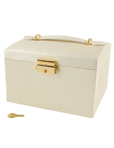 BAÚ  GUARDA JOIAS COM ESPELHO BEJE