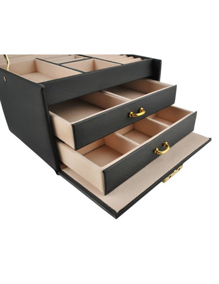 BAÚ GUARDA JOIAS COM ESPELHO PRETO