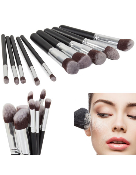 CONJUNTO 10 PINCÉIS MAQUIAGEM PROFISSIONAL