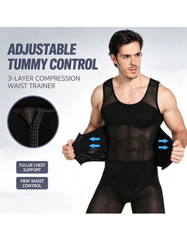 CAMISOLA REDUTORA DE BARRIGA MASCULINA COM CINTA