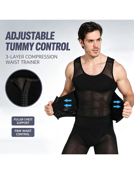 CAMISOLA REDUTORA DE BARRIGA MASCULINA COM CINTA